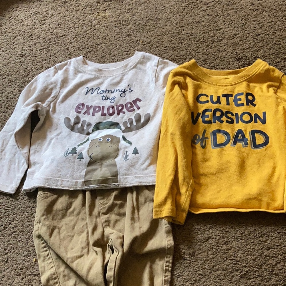 2 long sleeve shirts and 1 pair of pants